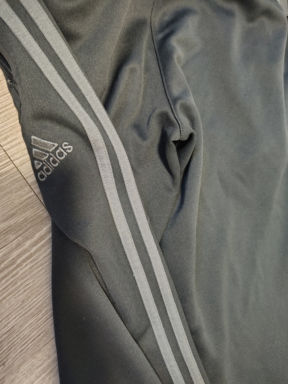 adidas Black Jogger Pants with Gray Side Stripes - Picture 4 of 5